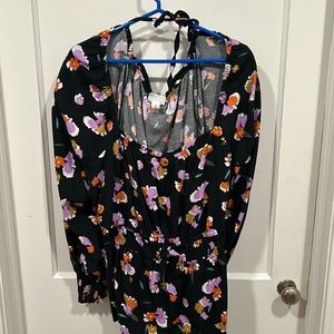 Black Floral Peplum Top